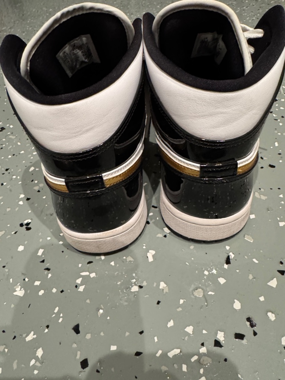 Nike Air Jordan 1 Mid - White / Black with Gold Jumpman - Picture 3 of 6